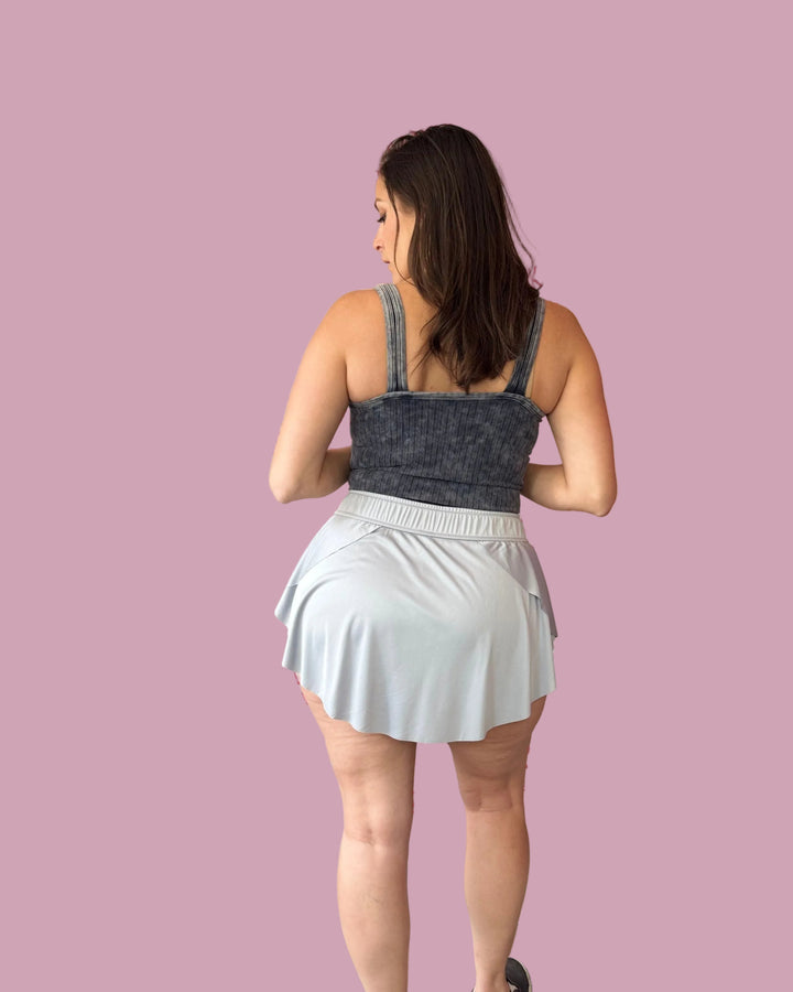 Washed V-Neck Ribbed Tank