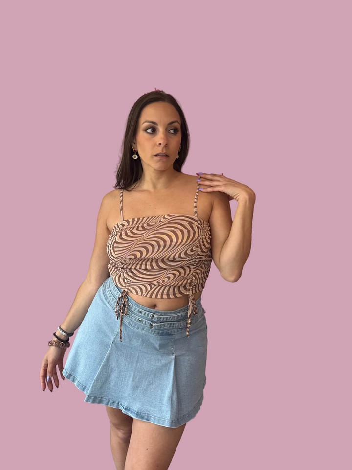 Brown Retro Wave Crop Top