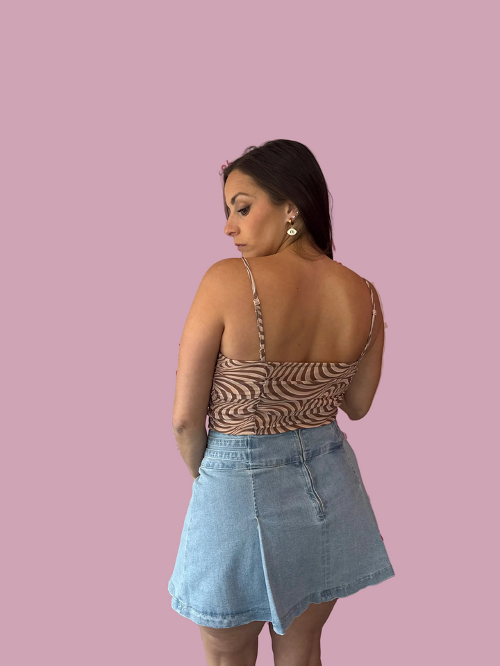 Brown Retro Wave Crop Top