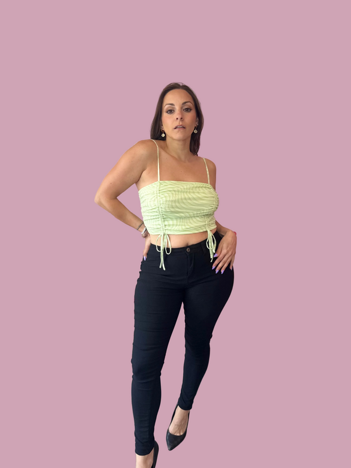 Green Retro Wave Crop Top