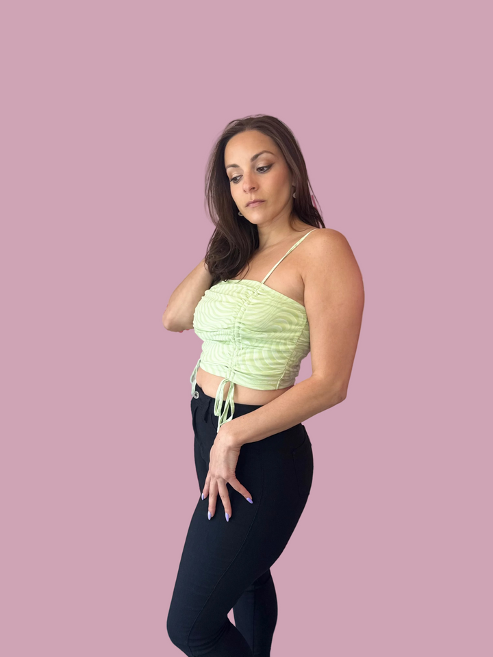 Green Retro Wave Crop Top