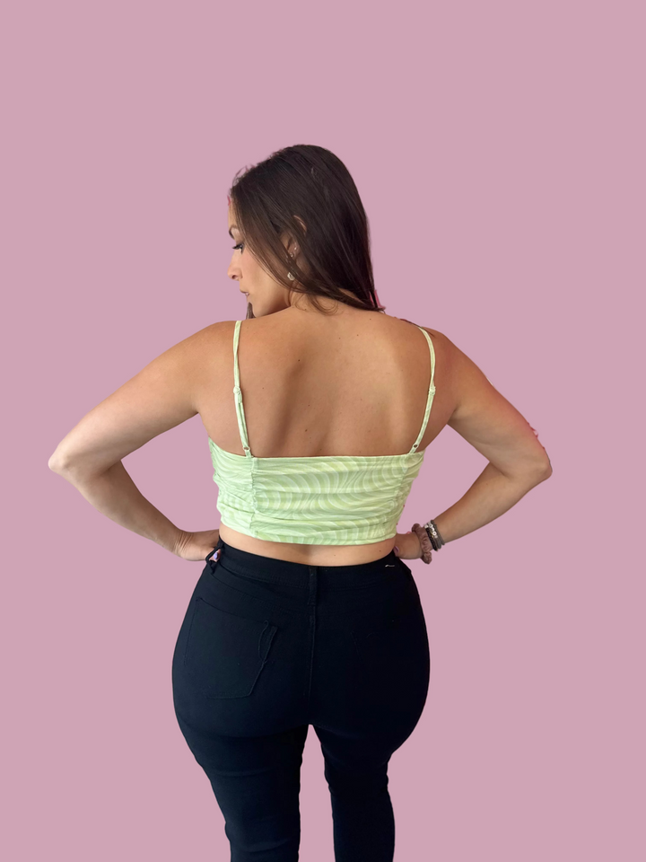 Green Retro Wave Crop Top