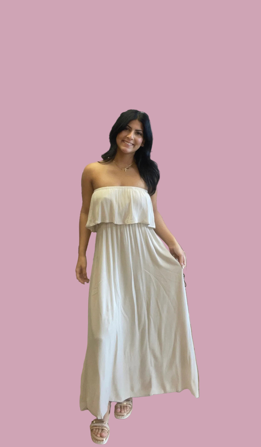 Beige Tube Flow Maxi