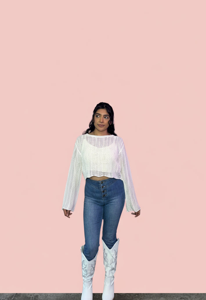 Open Knit Crop Sweater