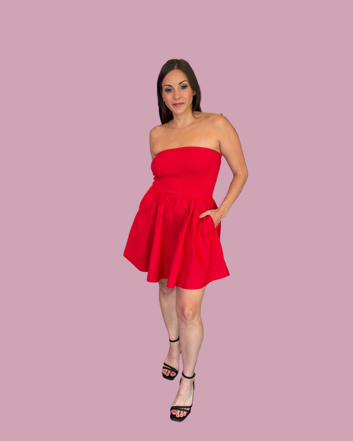 Red Tube Flare Dress