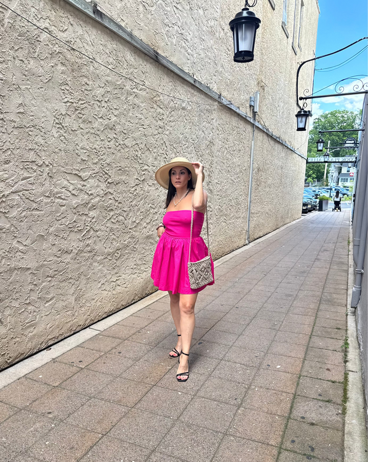 Fuchsia Tube Flare Dress