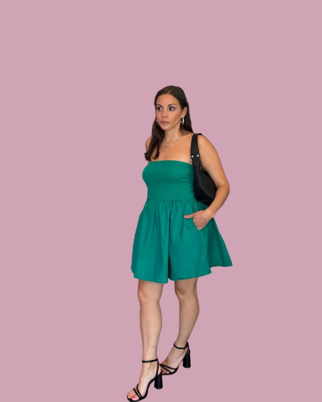 Green Tube Flare Dress