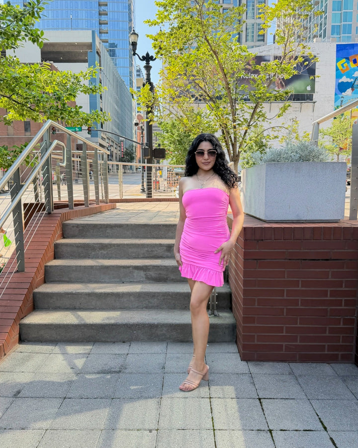 Pink Ruched Dress