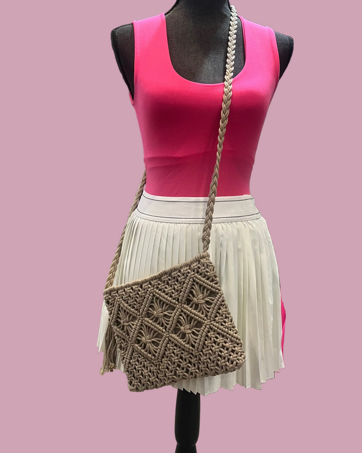 Mocha Crochet Crossbody Bag