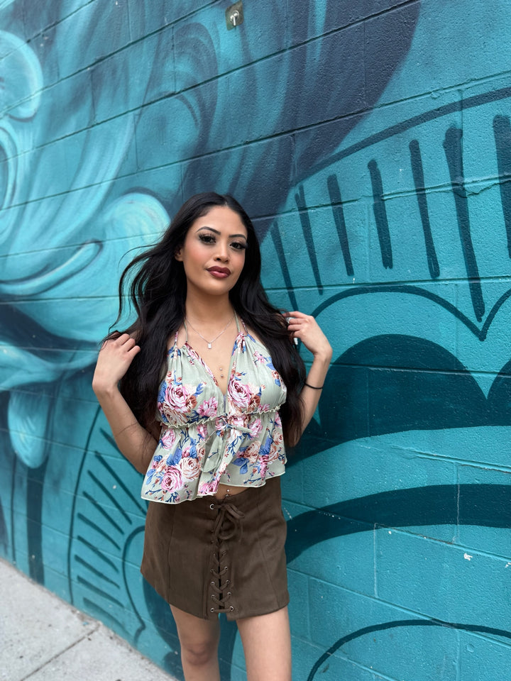 Sage Floral Top