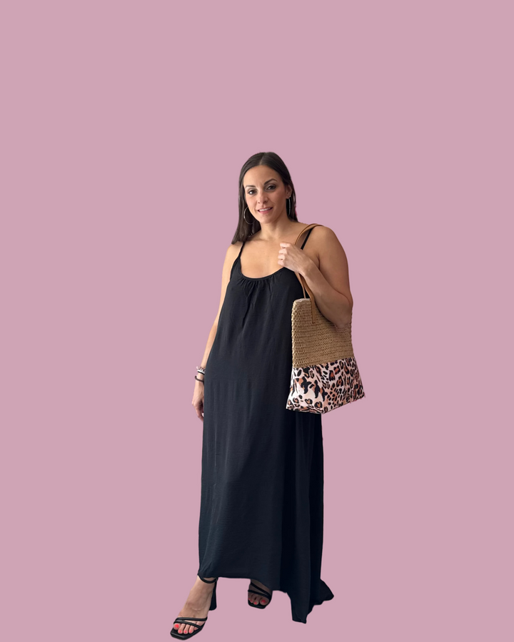 Noir Flow Maxi Dress