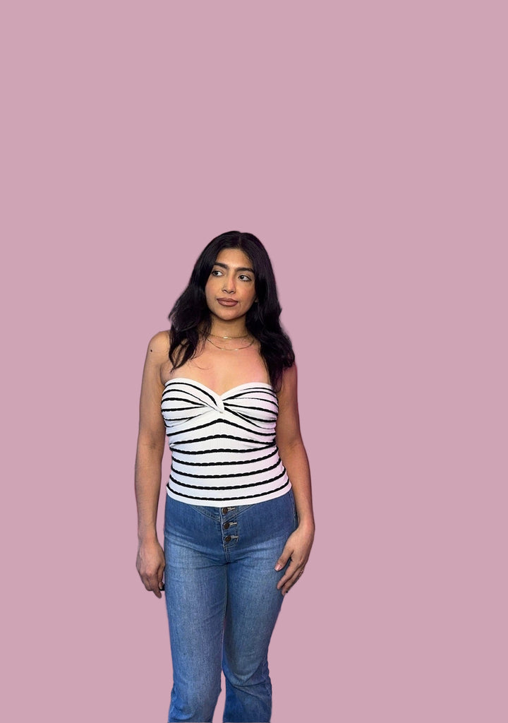 Striped Sweater Tube Top
