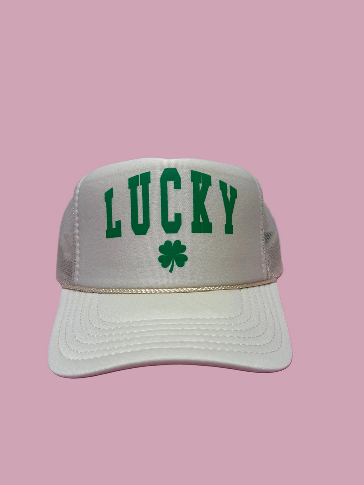 Beige Lucky Trucker Hat