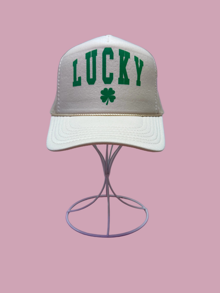Beige Lucky Trucker Hat