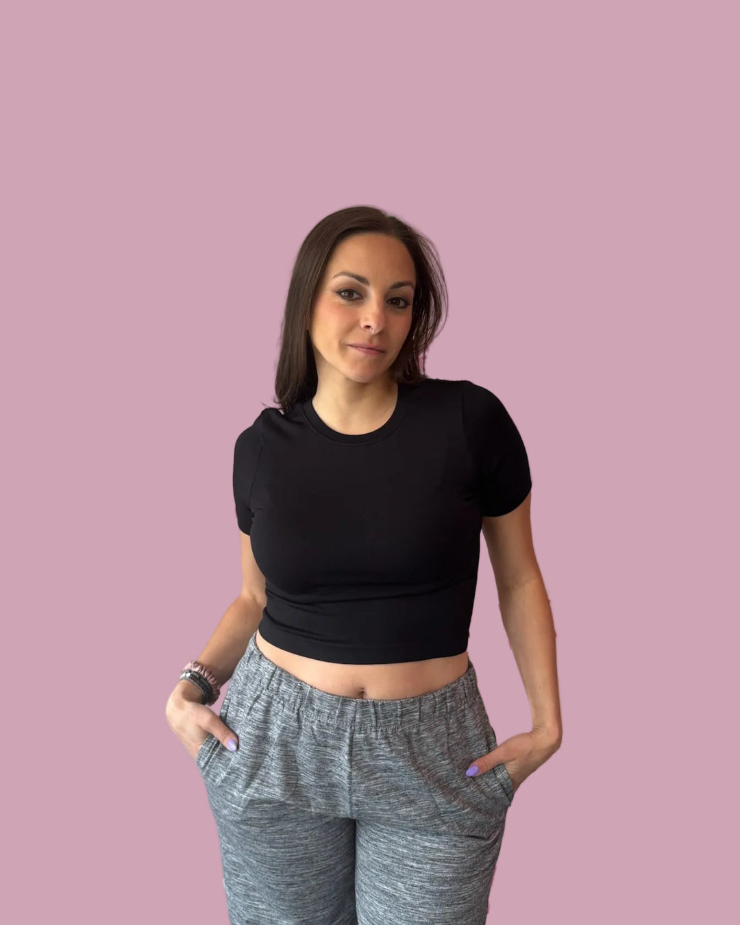 Black Stretch Crop