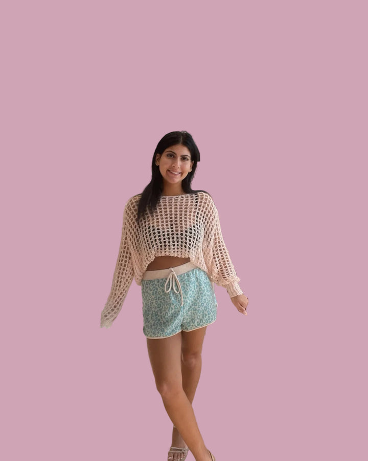Mint Leopard Shorts