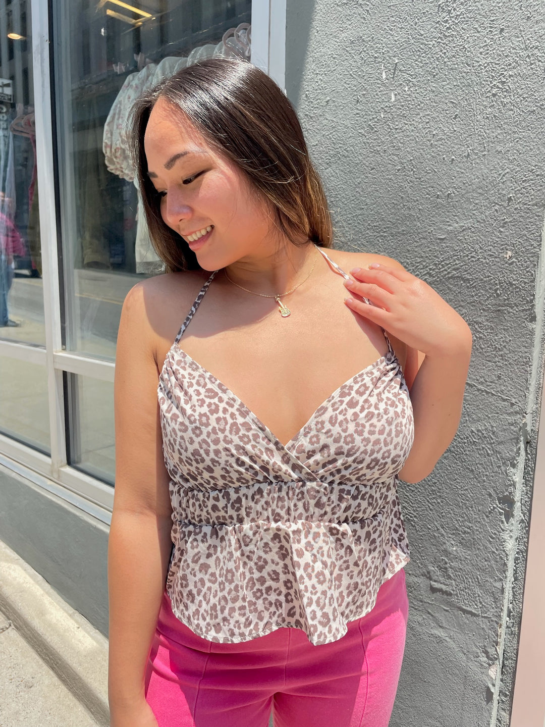 Leopard Peplum Halter