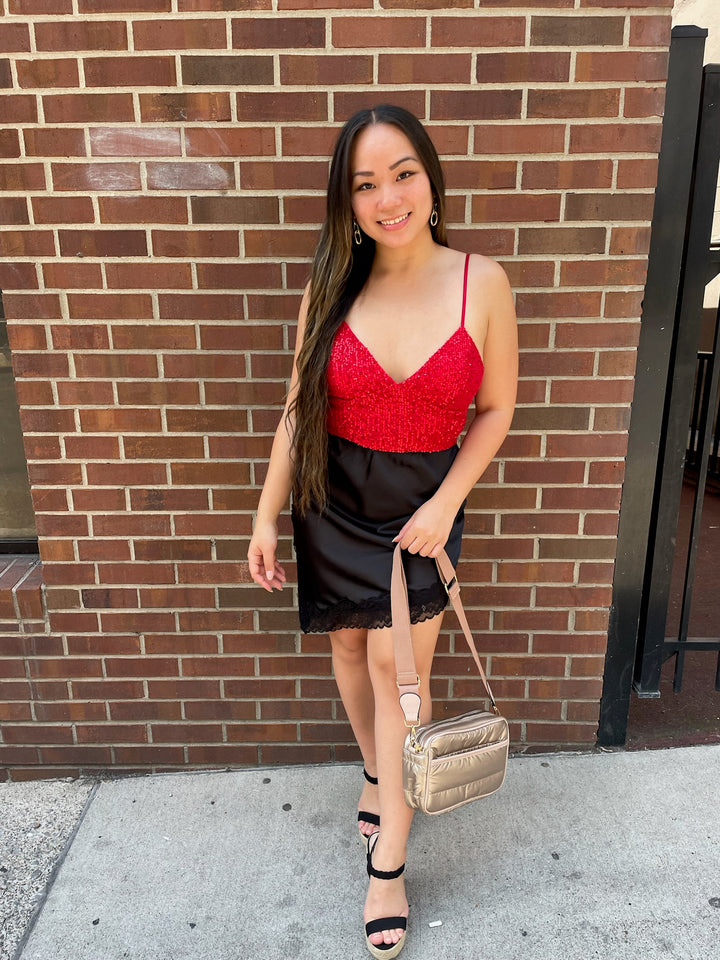 Red Sequin Crop