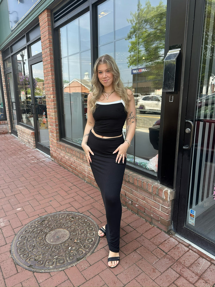 Black Contrast Strap Tank