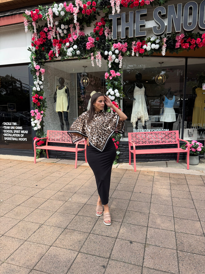 Leopard Satin Poncho