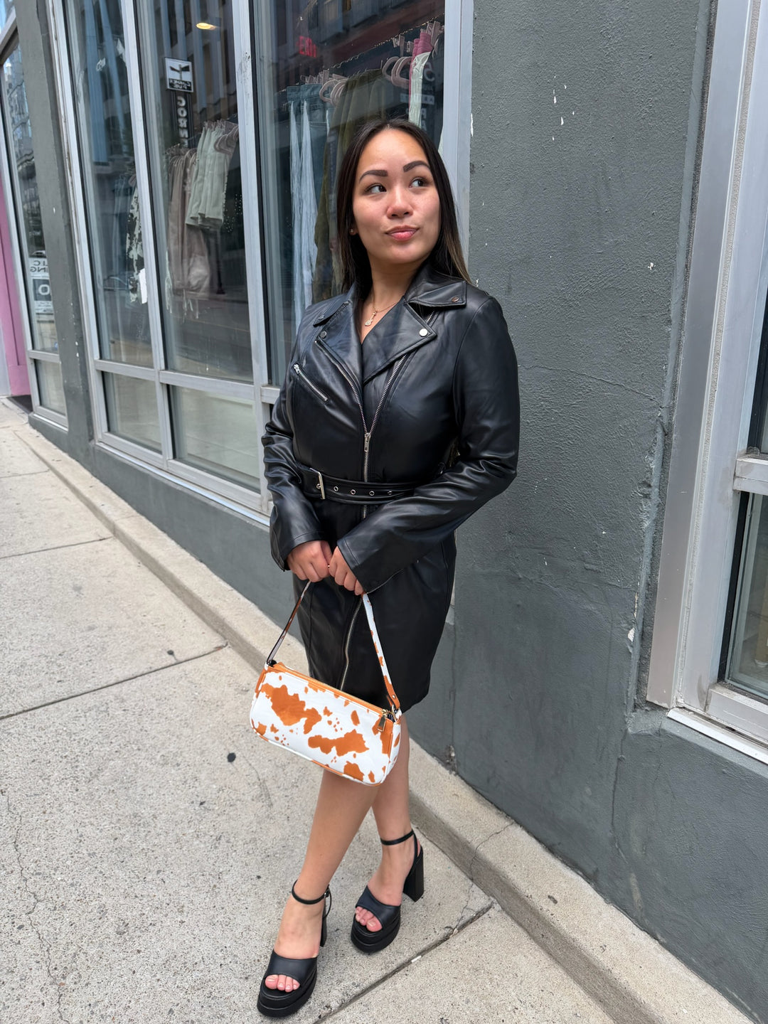 Pleather Zipper Dress