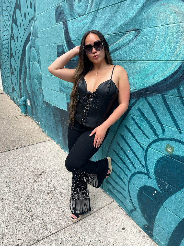 Black Rhinestone Jeans