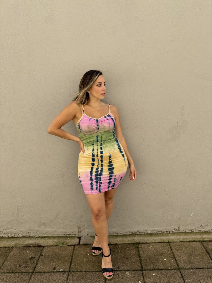 Pink Green Tie Dye Dress