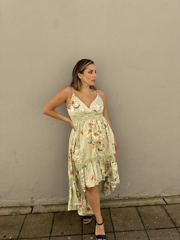 Sage Floral High Low Dress