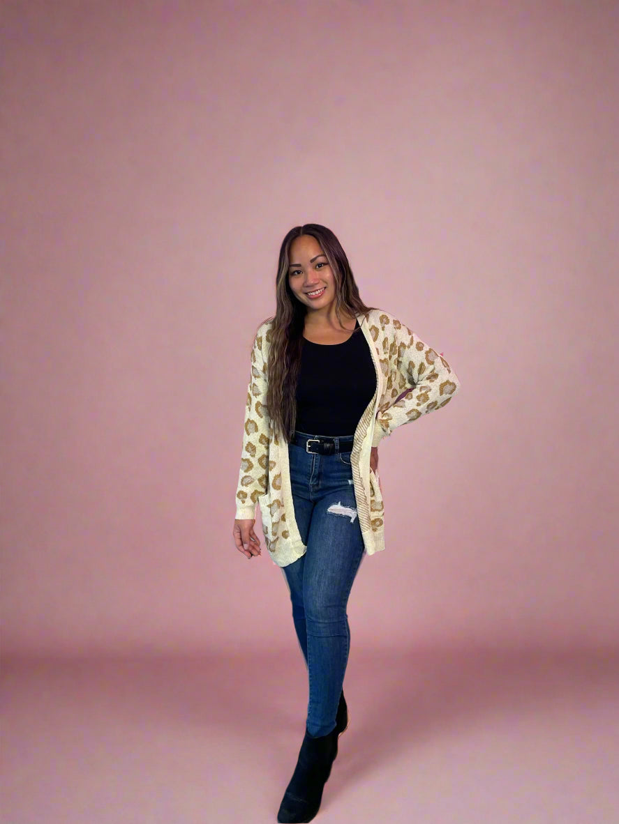 Beige Leopard Cardigan