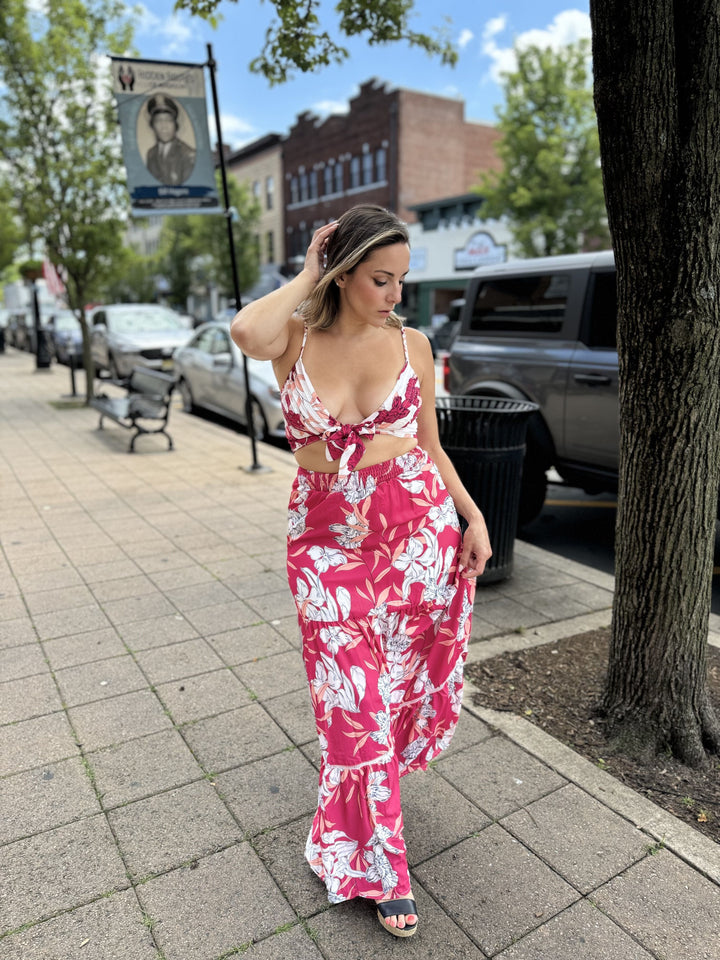 Floral Tie Crop Maxi Set