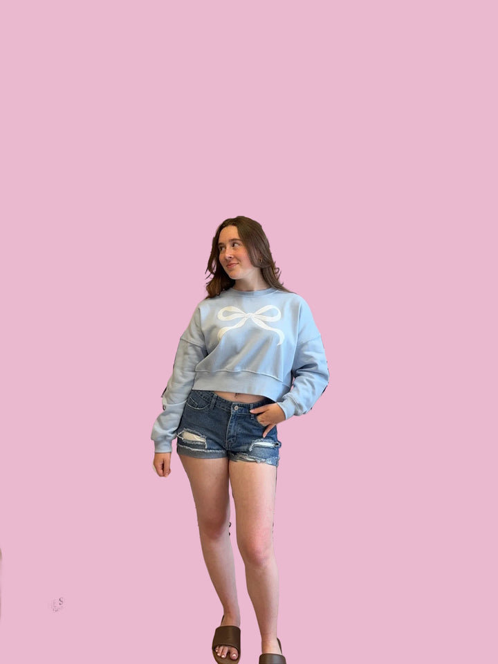 Blue Bow Crewneck