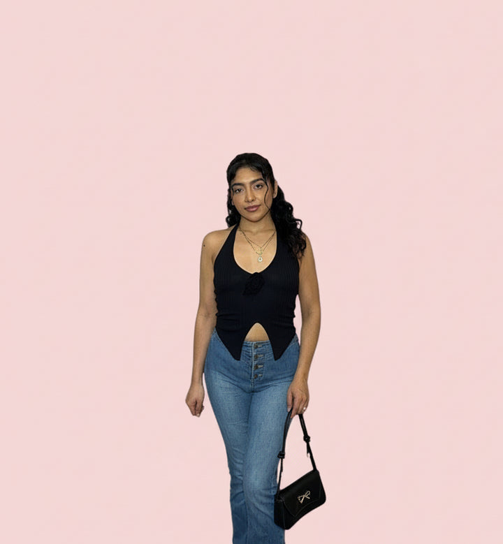 Black Knit Halter