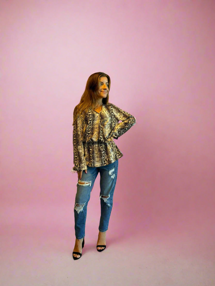 Dark Snake Print Blouse