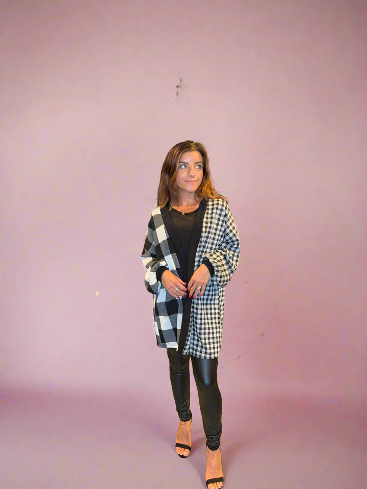 Mixed Checkered Cardigan