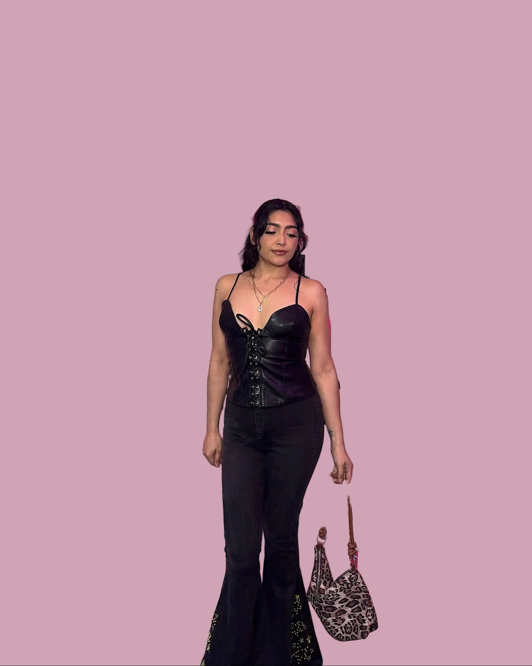Pleather Lace Up Top