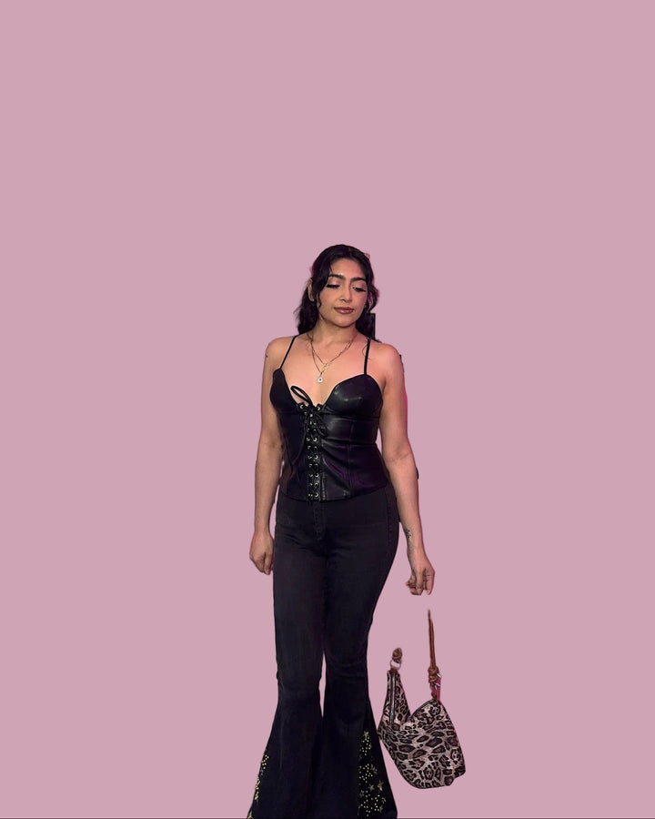 Pleather Lace Up Top