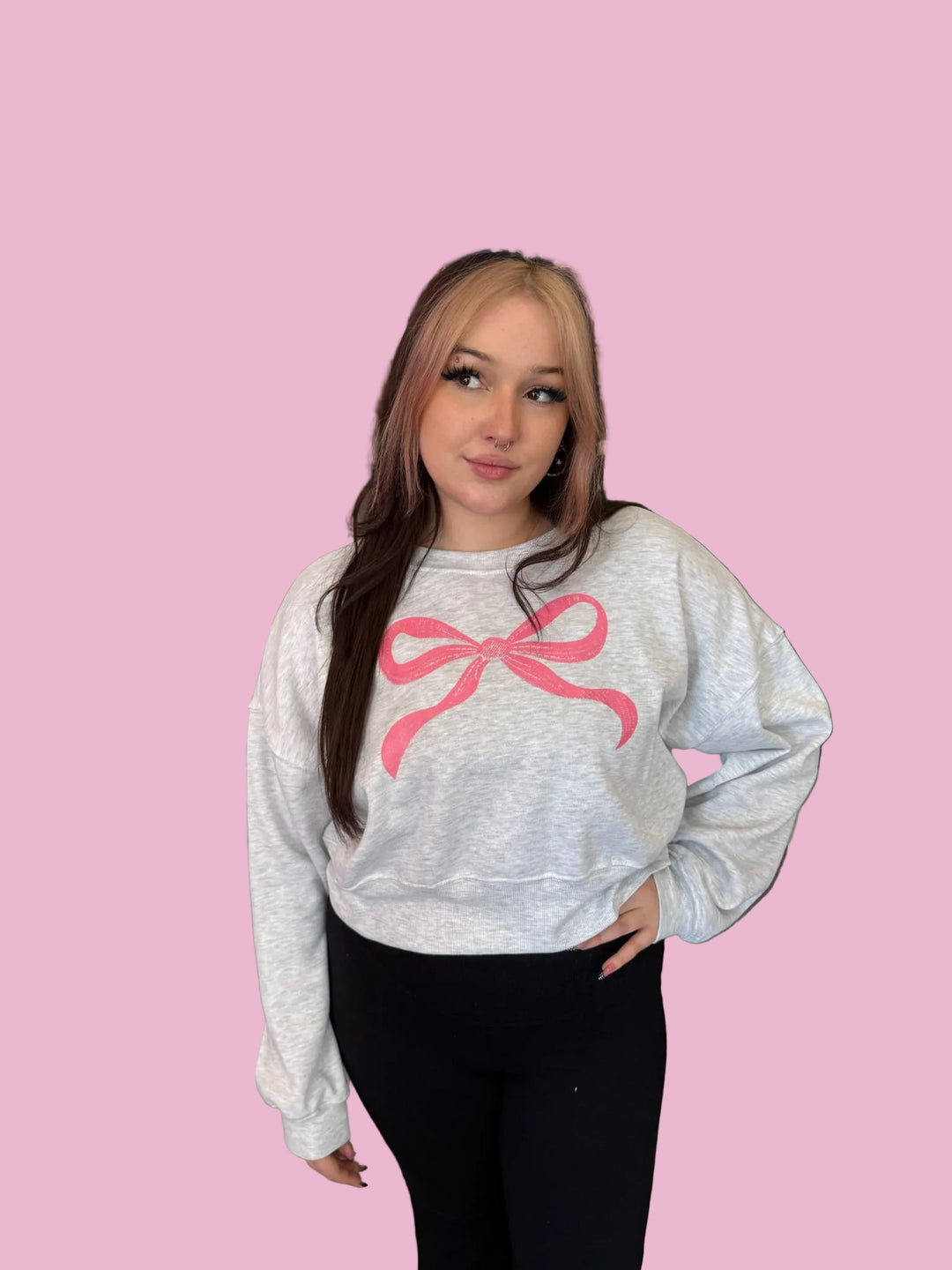 Gray Bow Crewneck