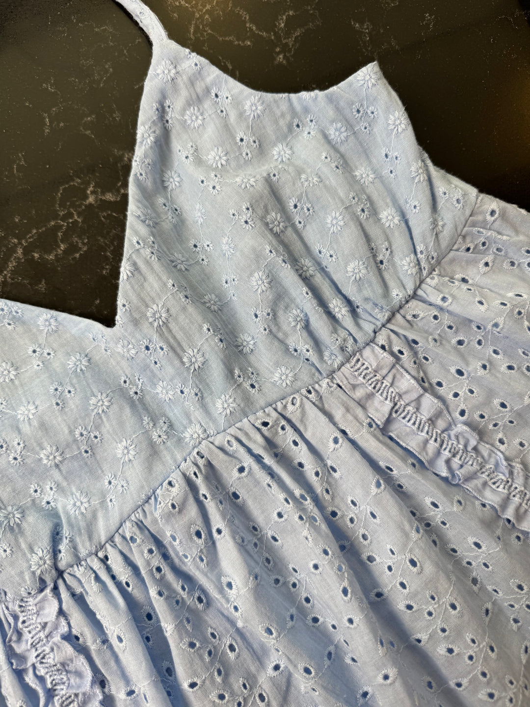 Blue Eyelet Mini Dress