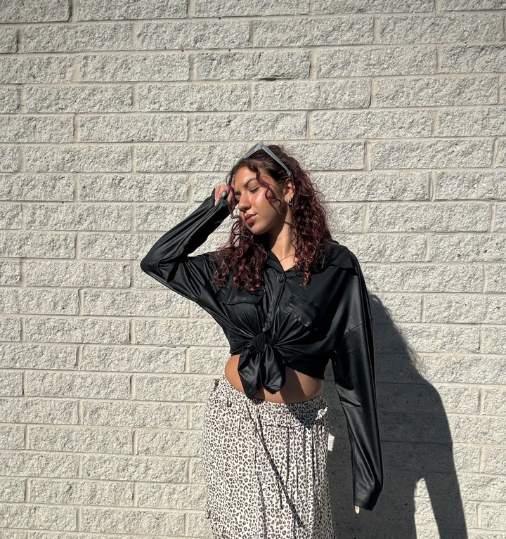 Pleather Button Up Top