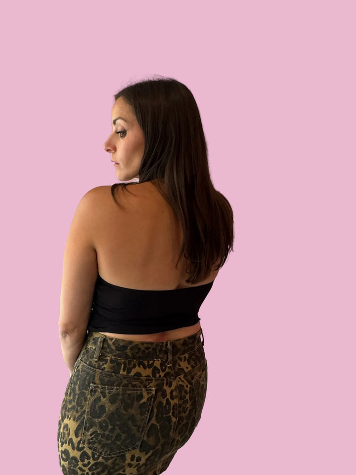 Black Luxe Link Halter Top