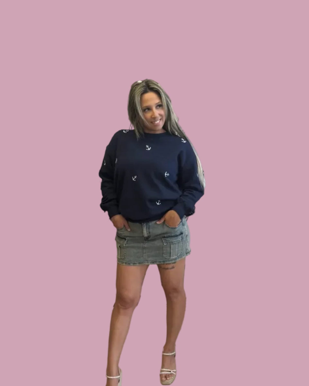 Anchor Embroidered Crewneck
