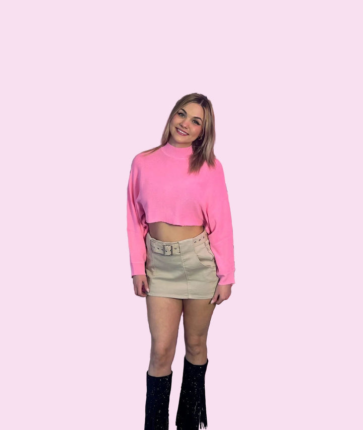 Pink Mock Neck Sweater