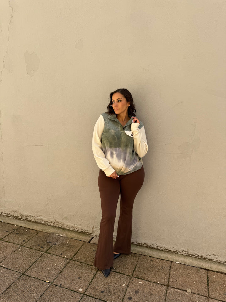 Green Mist Henley Sweater