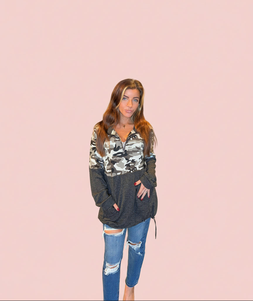 Black Camo Quarter Zip