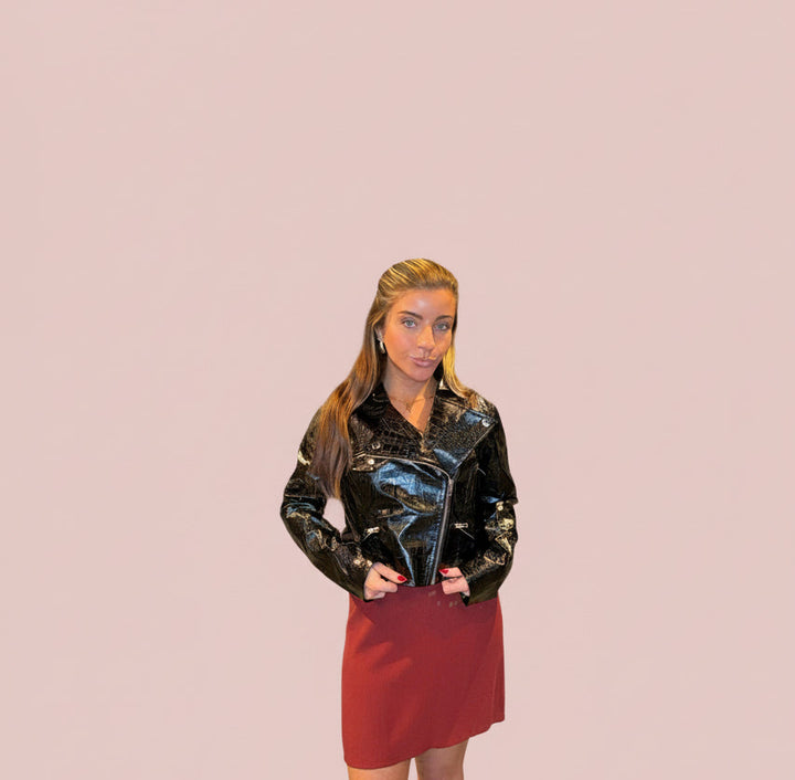 Snake Print Pleather Jacket