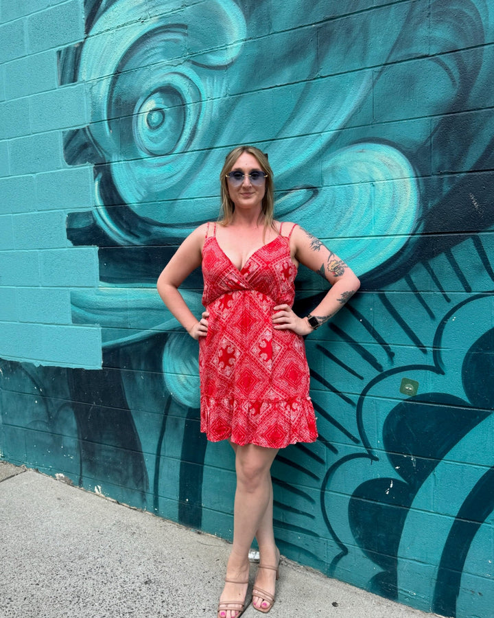 Red Bandana Print Dress