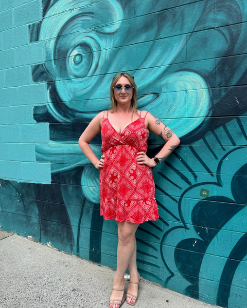 Red Bandana Print Dress – Mini Dress