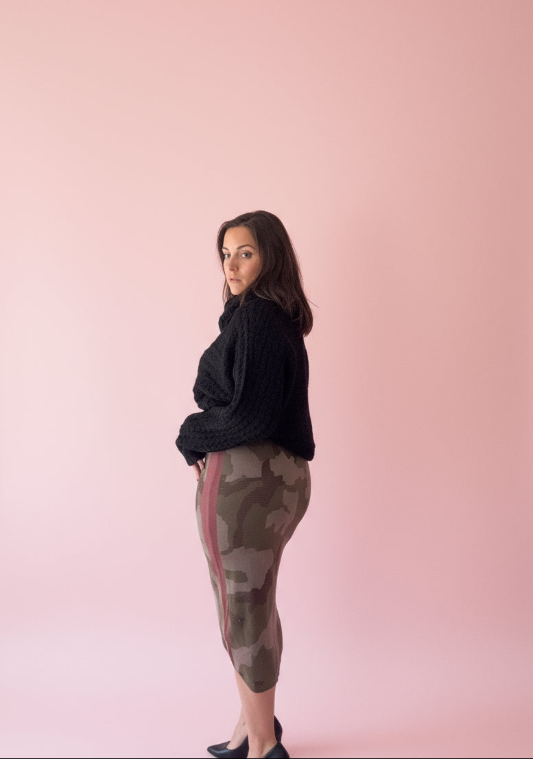 Camo Knit Midi Skirt
