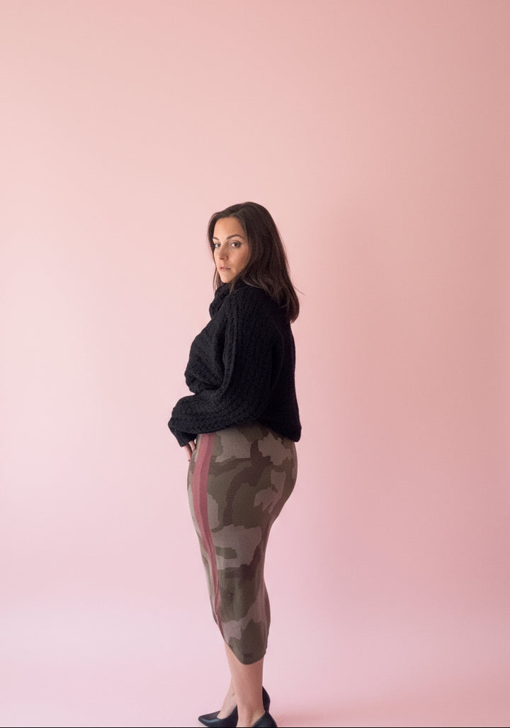 Camo Knit Midi Skirt