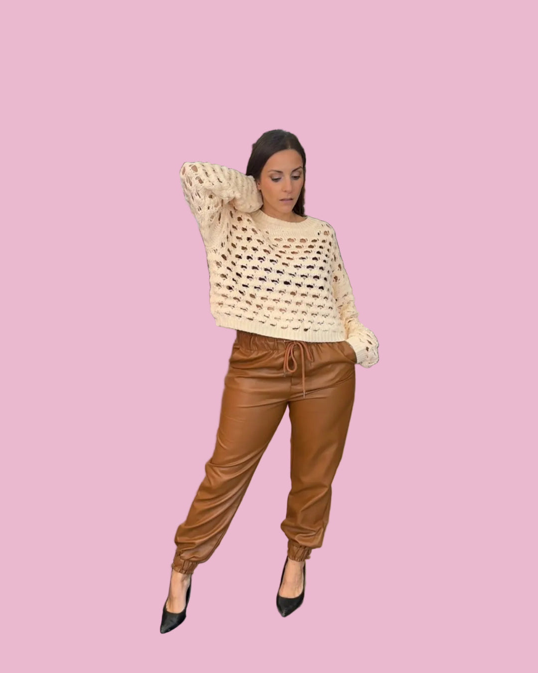 Camel Pleather Joggers